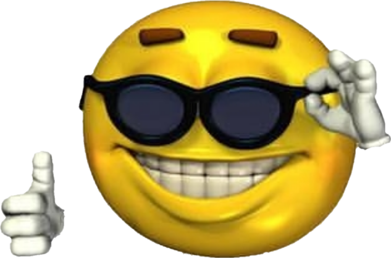 a yellow smiley with sunglasses giving the thumbs