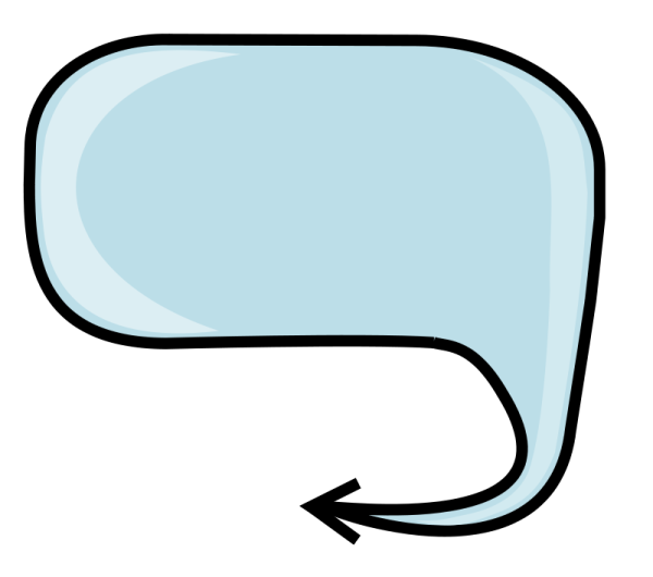 a speech bubble with an arrow pointing up