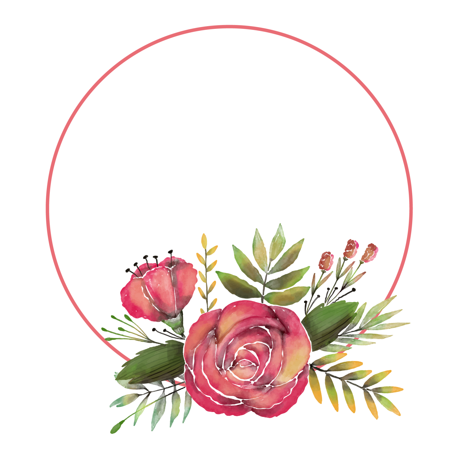 a watercolor painting of flowers in a circle