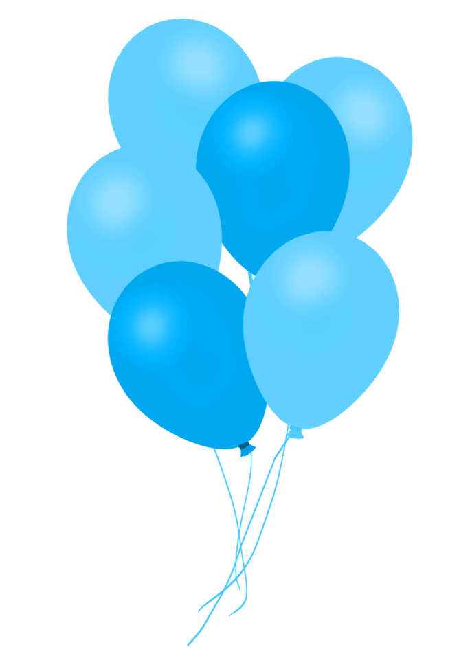 a bunch of blue balloons