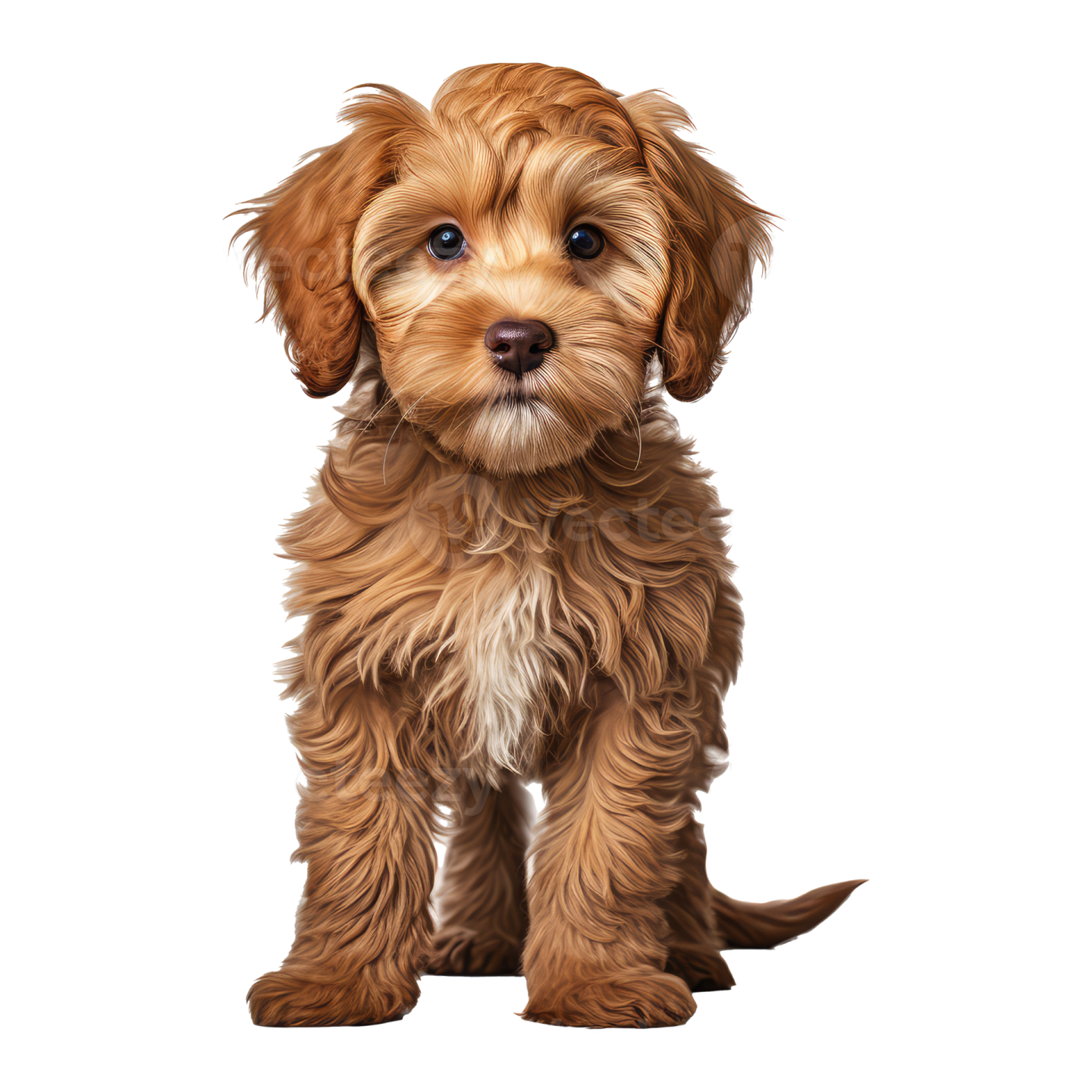 a small brown and white puppy sitting down