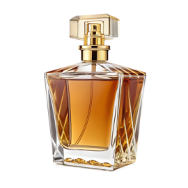 a bottle of perfume on a white background