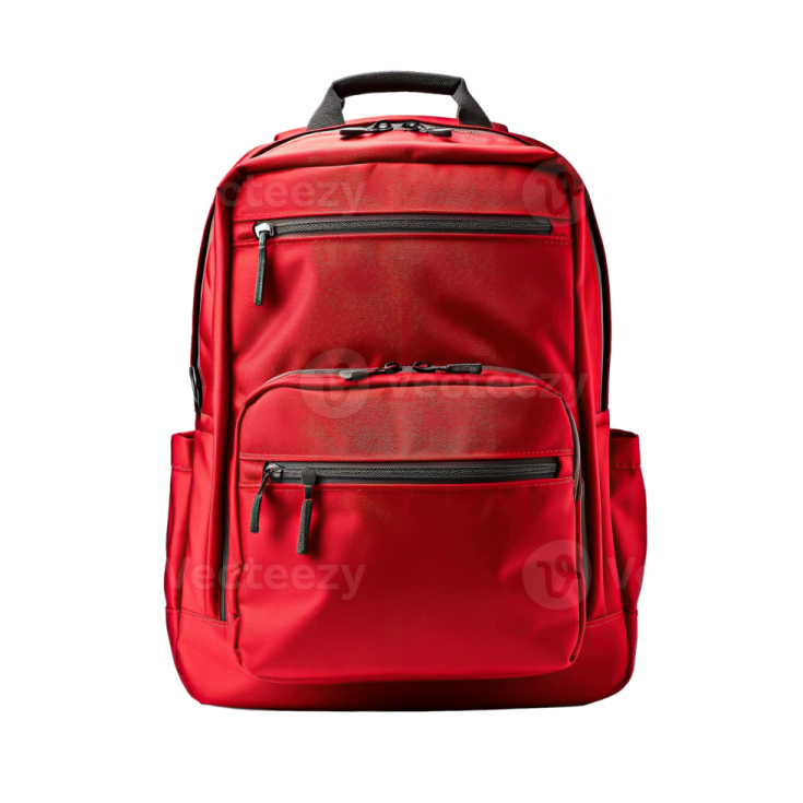a red backpack on a white background