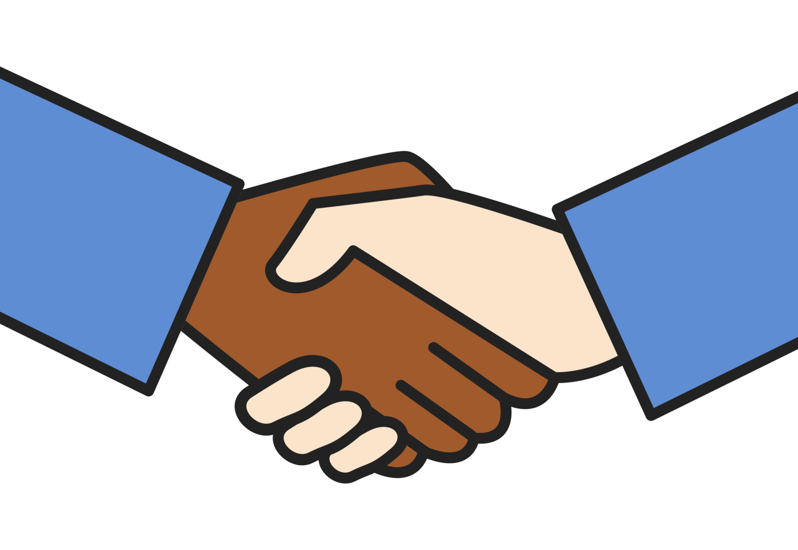 two hands shaking over each other hands