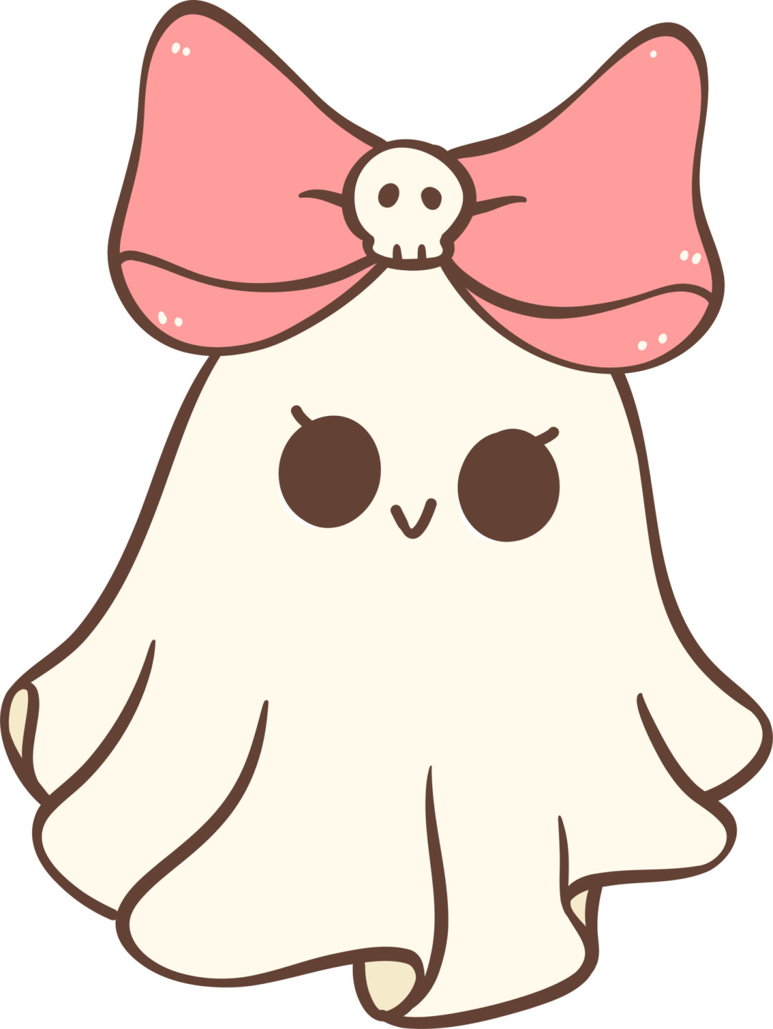 a ghost with a pink bow on its head