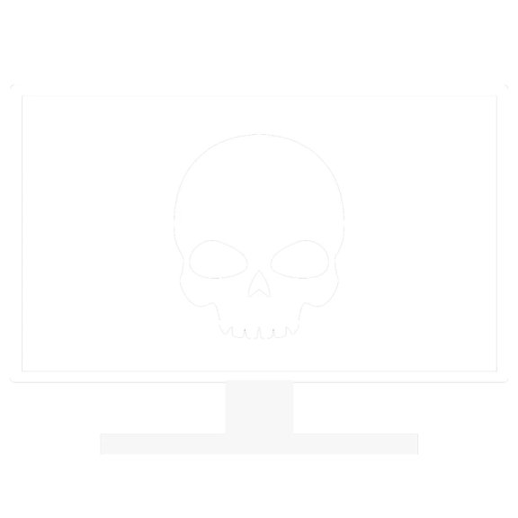 a computer screen with a skull on it