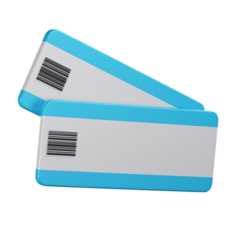 a pair of blue and white credit cards