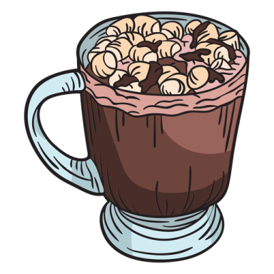 a cup filled with chocolate and nuts