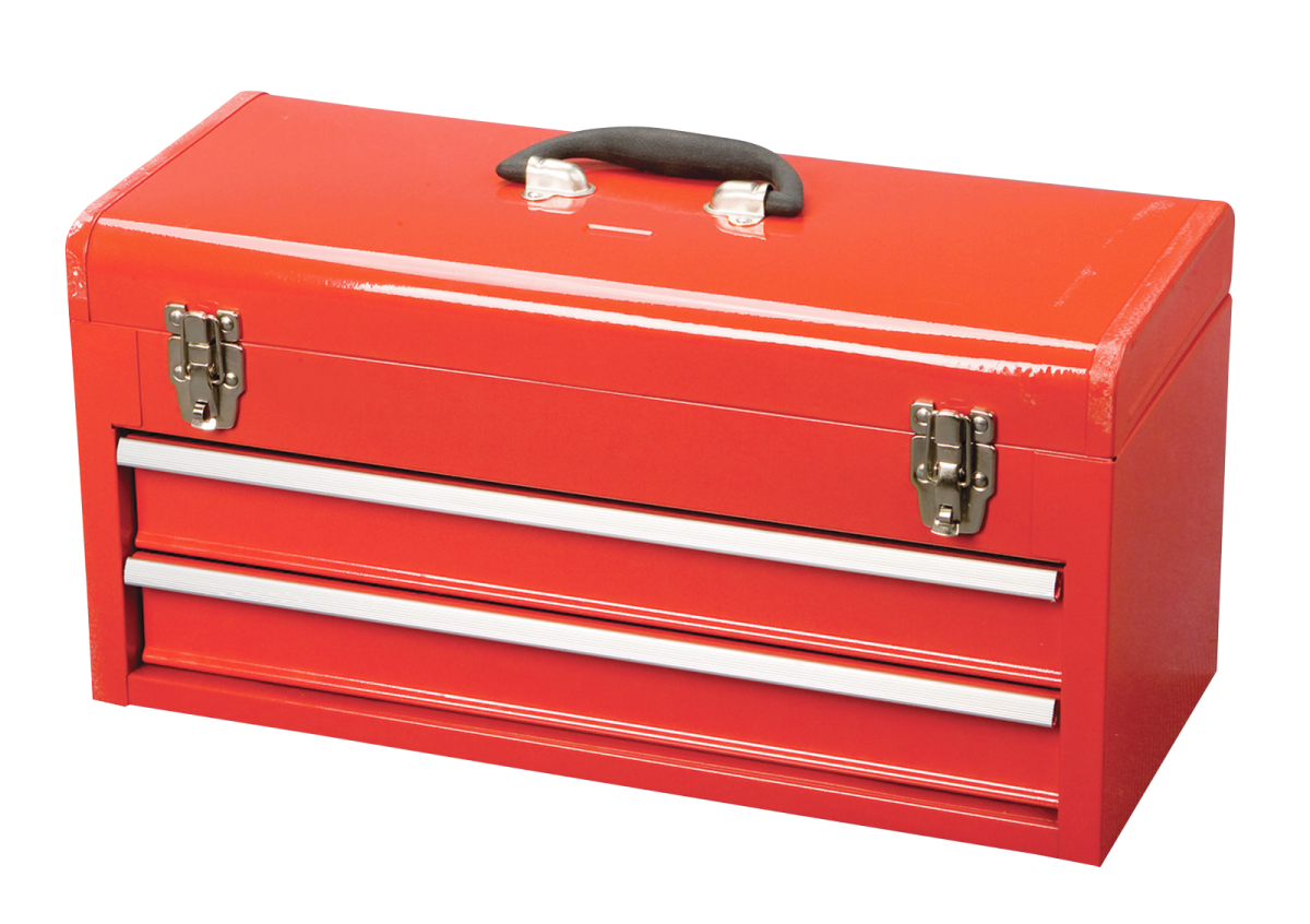 a red tool box on a white background