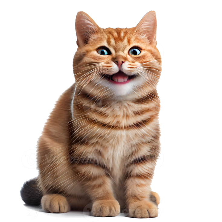 an orange cat with its mouth open and tongue out