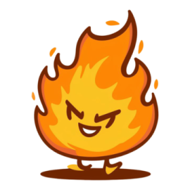 a cartoon fire with its eyes closed