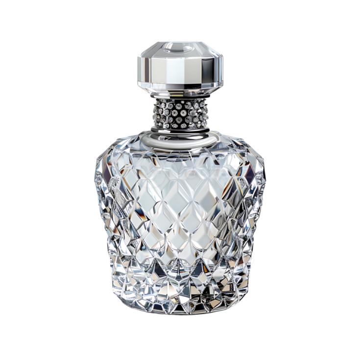 a diamond perfume bottle on a white background