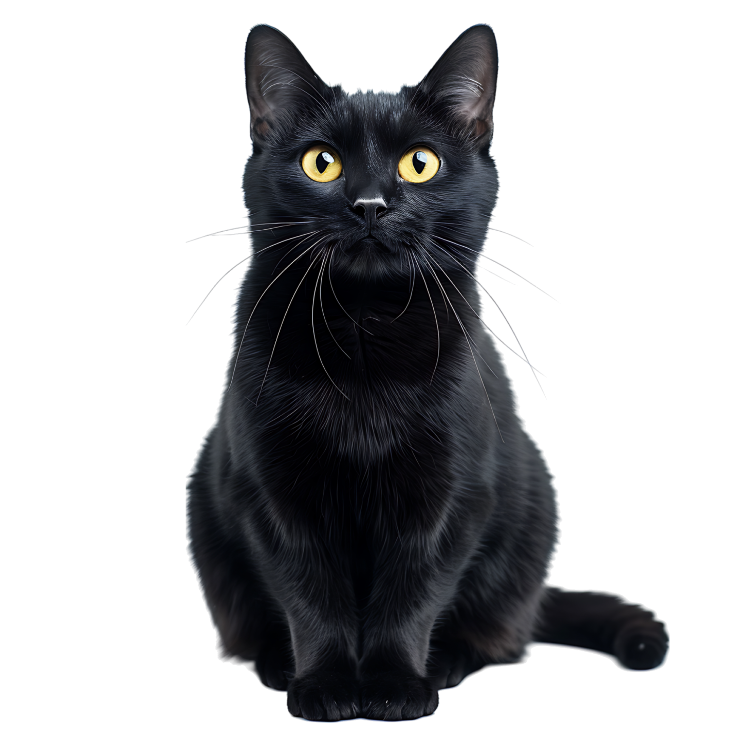 black cat with yellow eyes