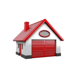 a small house with a red roof