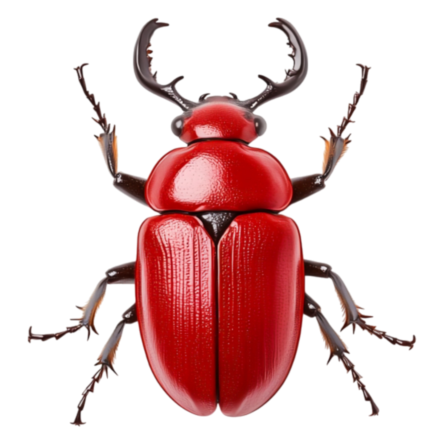 a red beetle on a white background