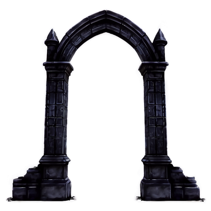 a black stone arch on a white background