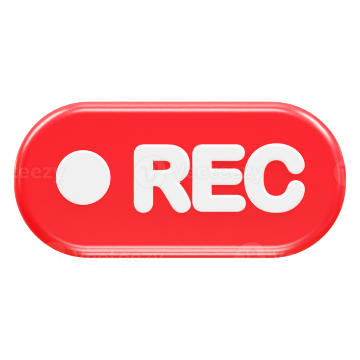 a red rec button with the word rec on it