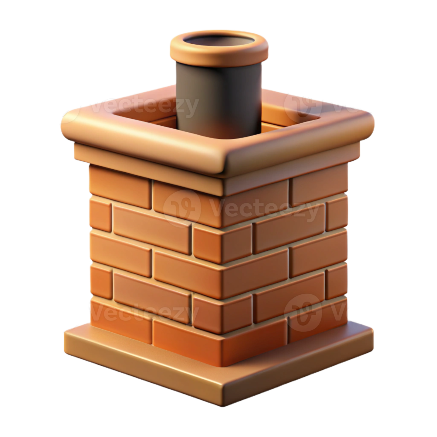 a brick chimney on a white background