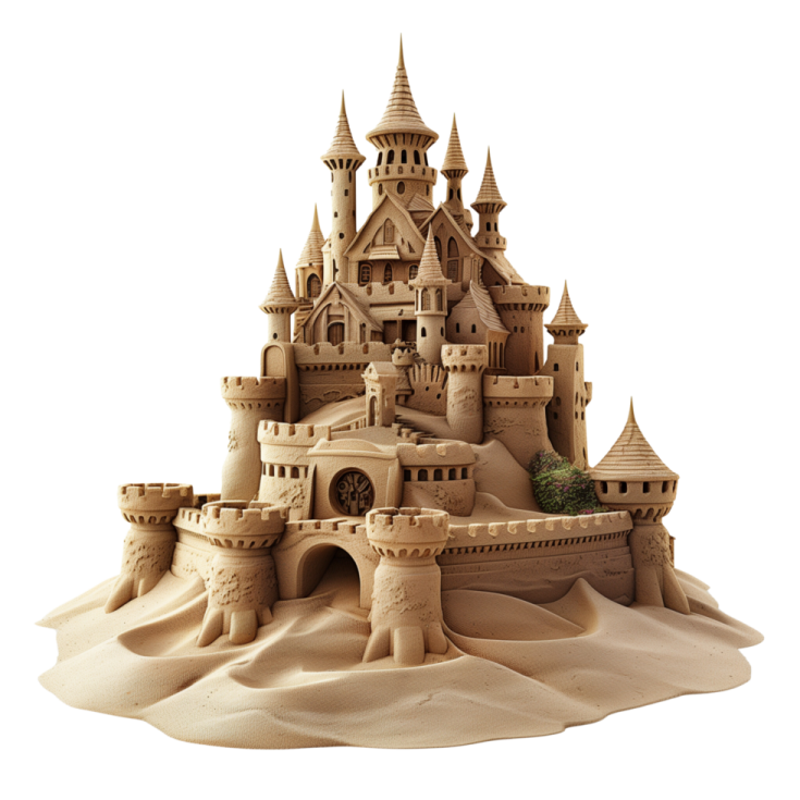 a sand castle on a white background