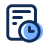a blue folder with a clock on it