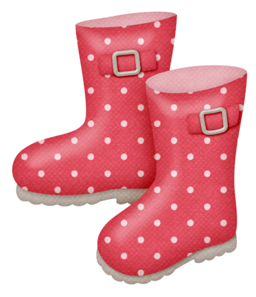 a pair of pink rain boots with white polka dots