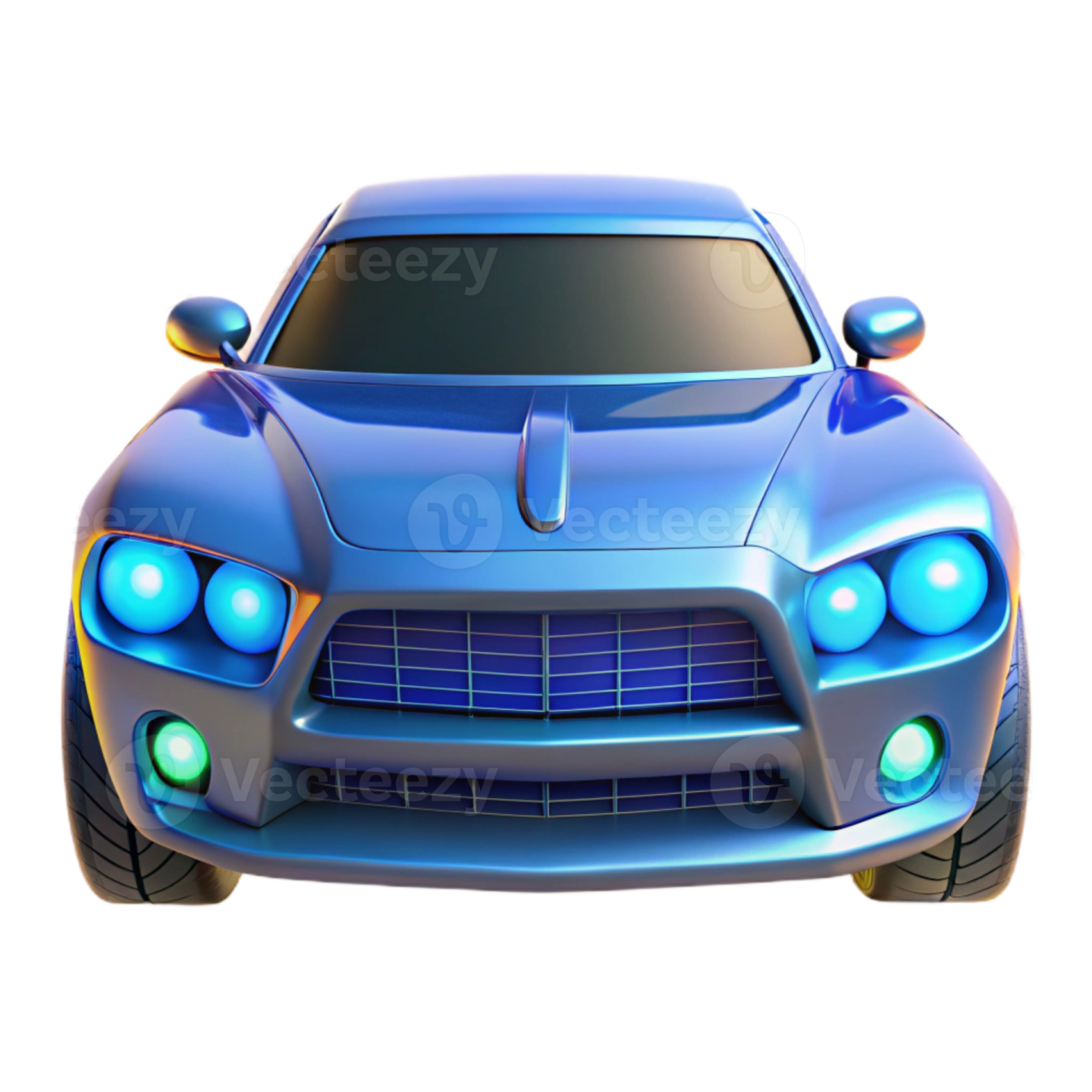 a blue sports car on a white background