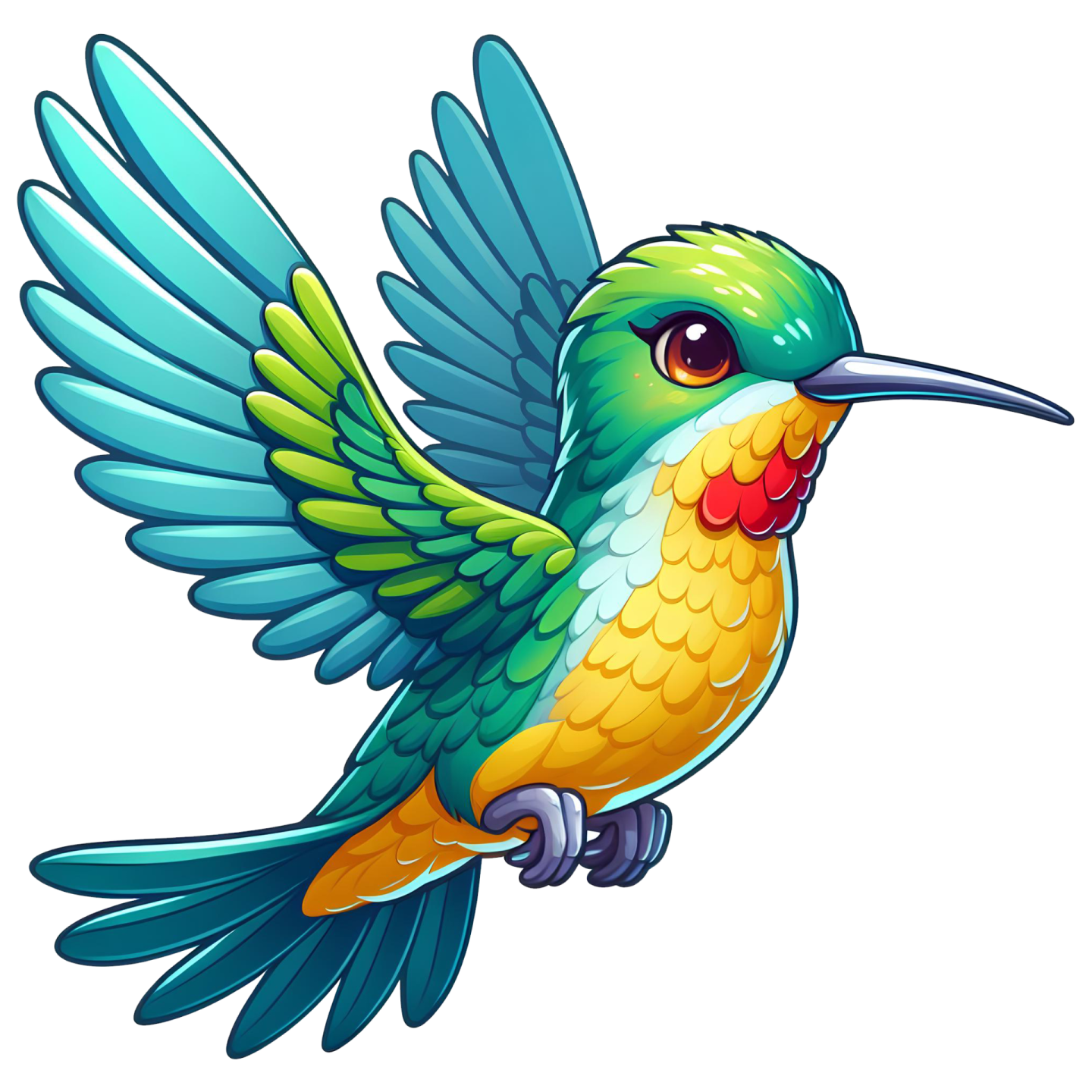 a colorful humming bird flying