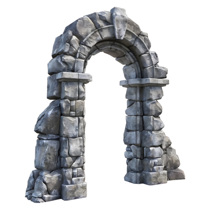 a stone arch on a white background