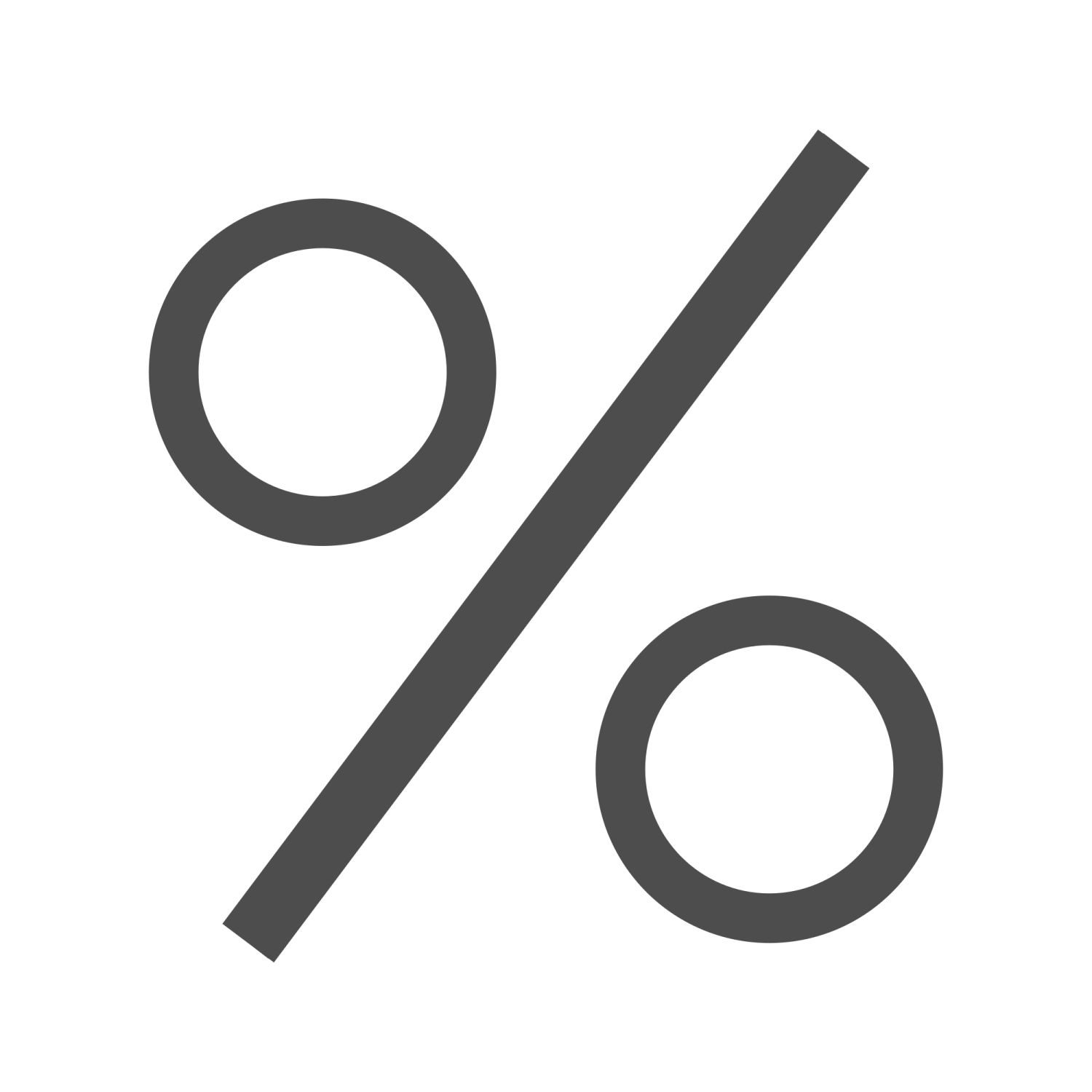 a black and white icon of a percent sign