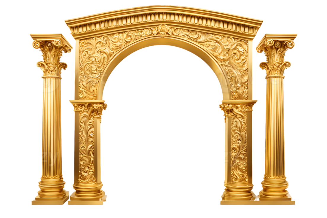 a golden arch on a white background