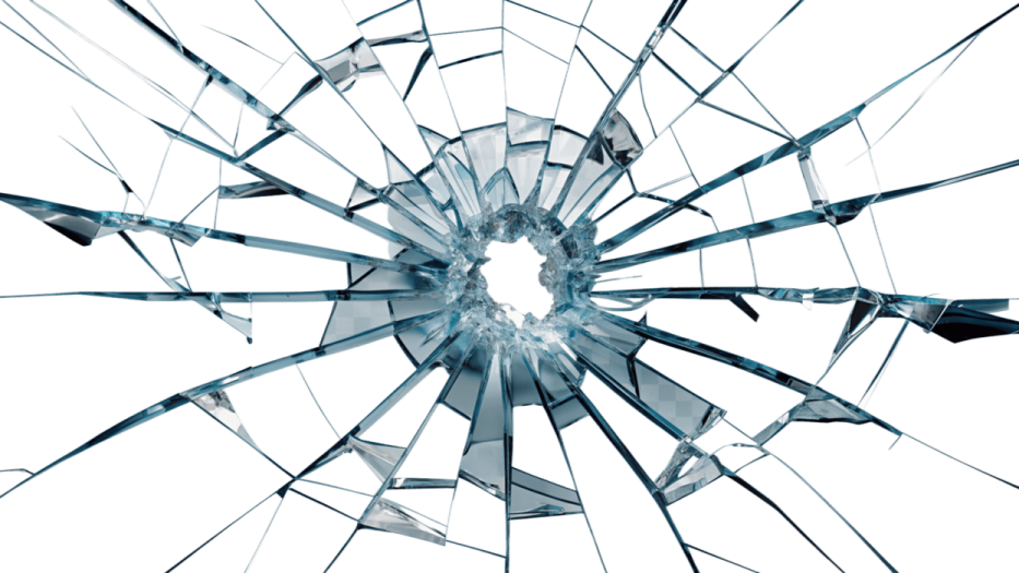 a broken glass on a white background