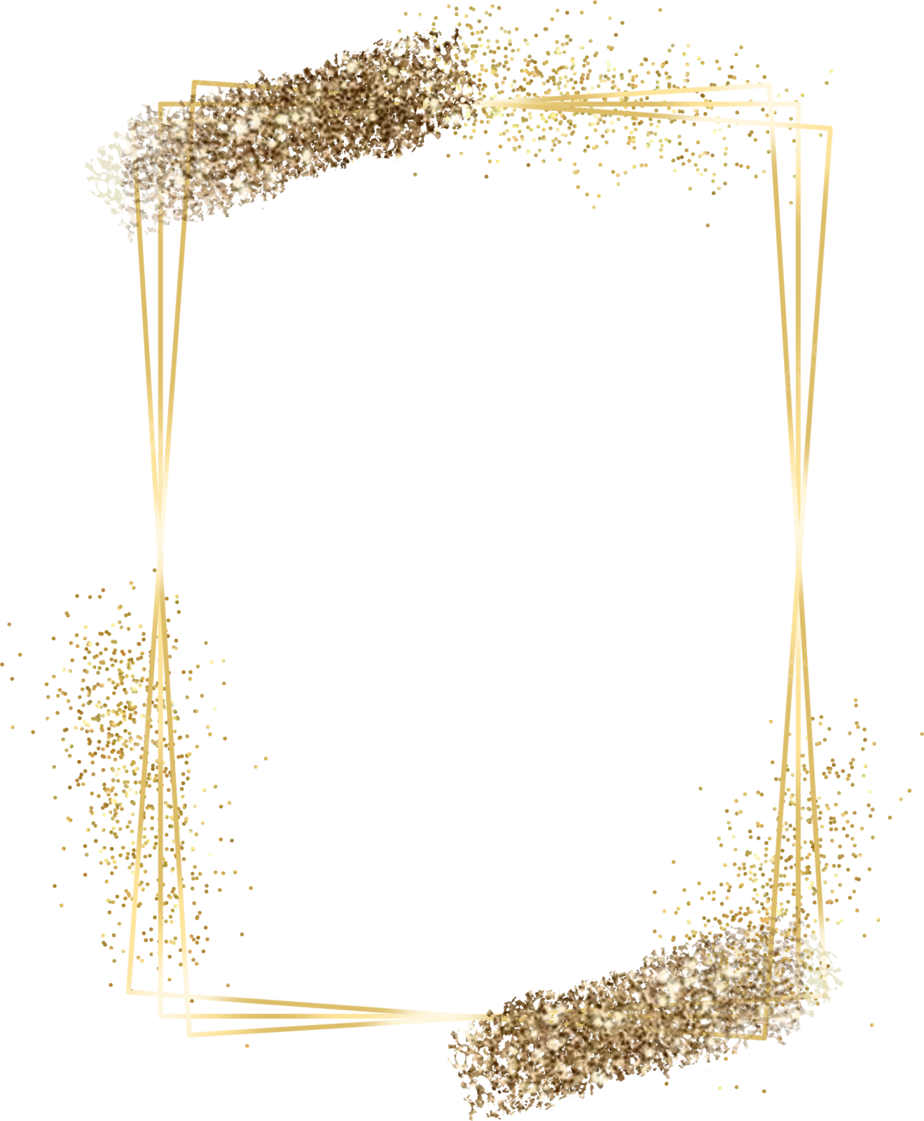 a gold frame with a white background