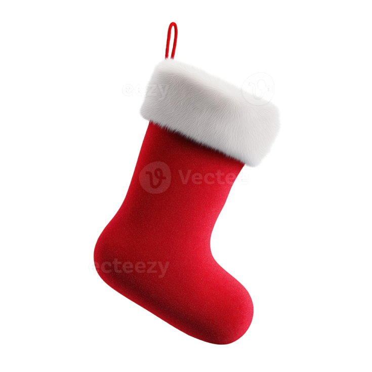 a red christmas stocking hanging on a white background