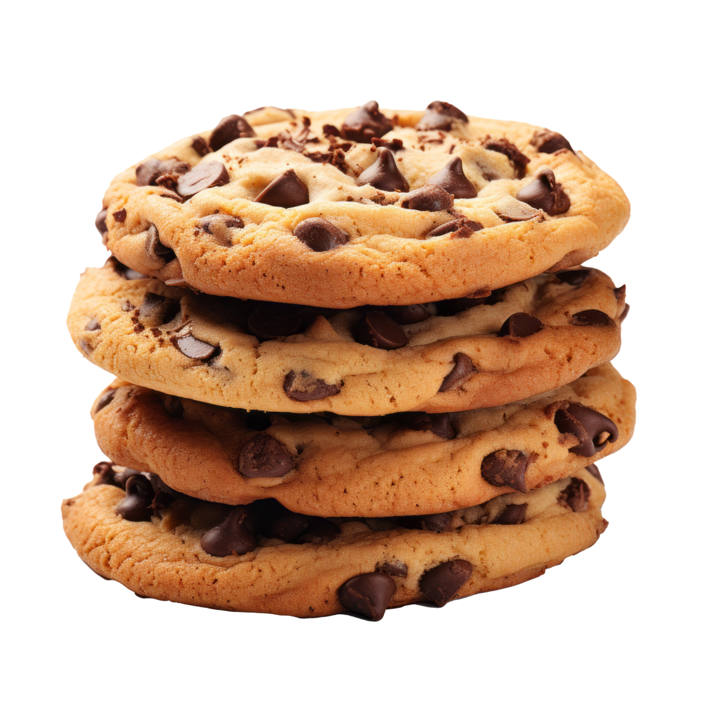 a stack of chocolate chip cookies