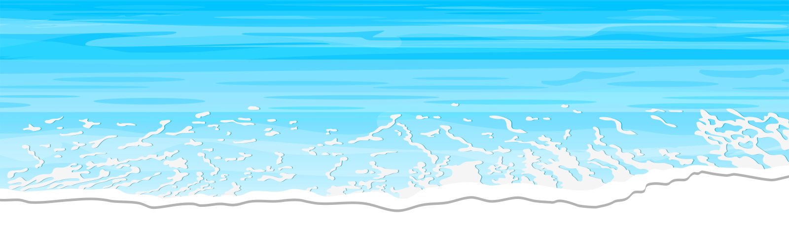 a beach scene with waves and blue sky