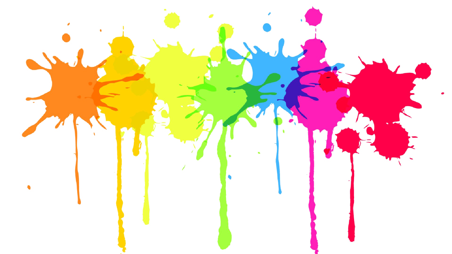 a group of colorful paint splashs