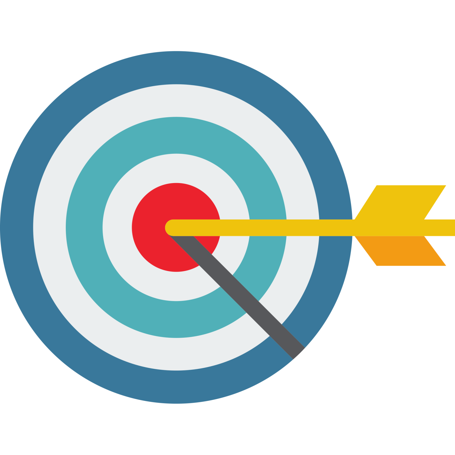 an arrow hitting in the center of a target