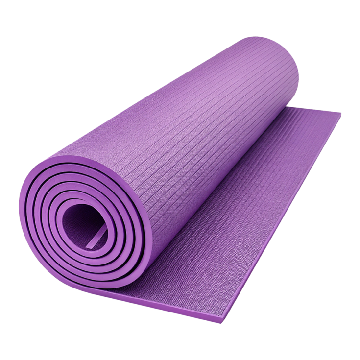 a purple yoga mat on a white background