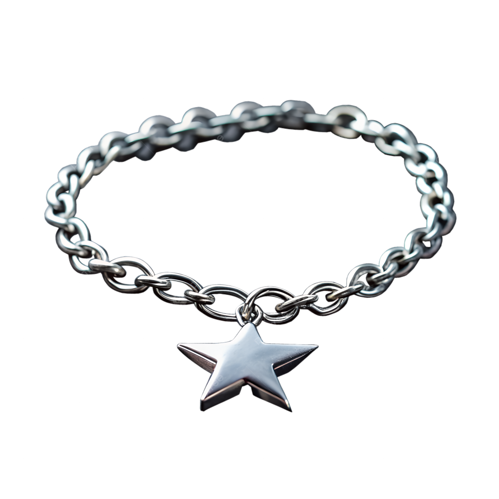 a silver bracelet with a star charm on it