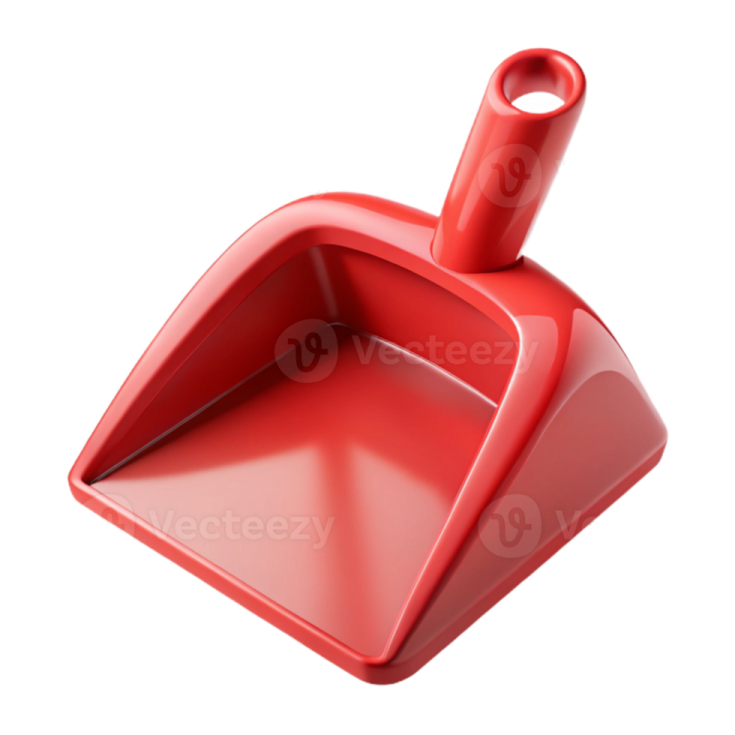 a red shovel on a white background