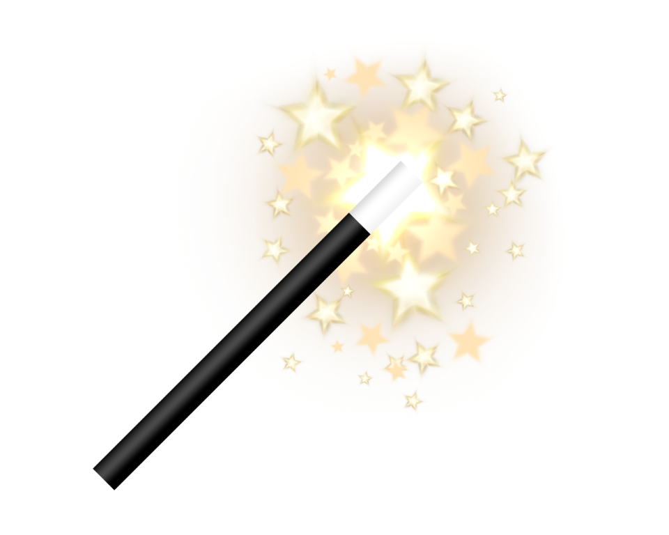 a magic wand with stars in the background