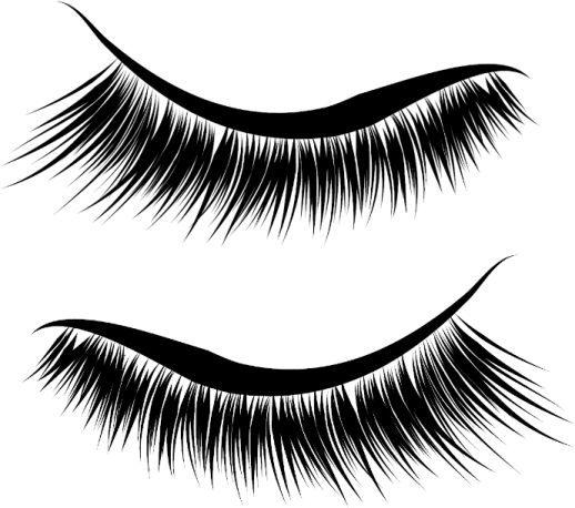 a pair of eyelashes on a white background