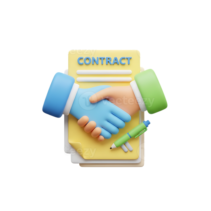 a hand shaking over a contract document