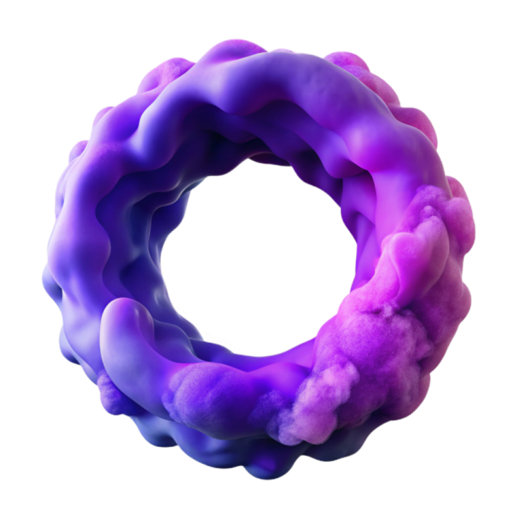 a purple and blue ring on a white background