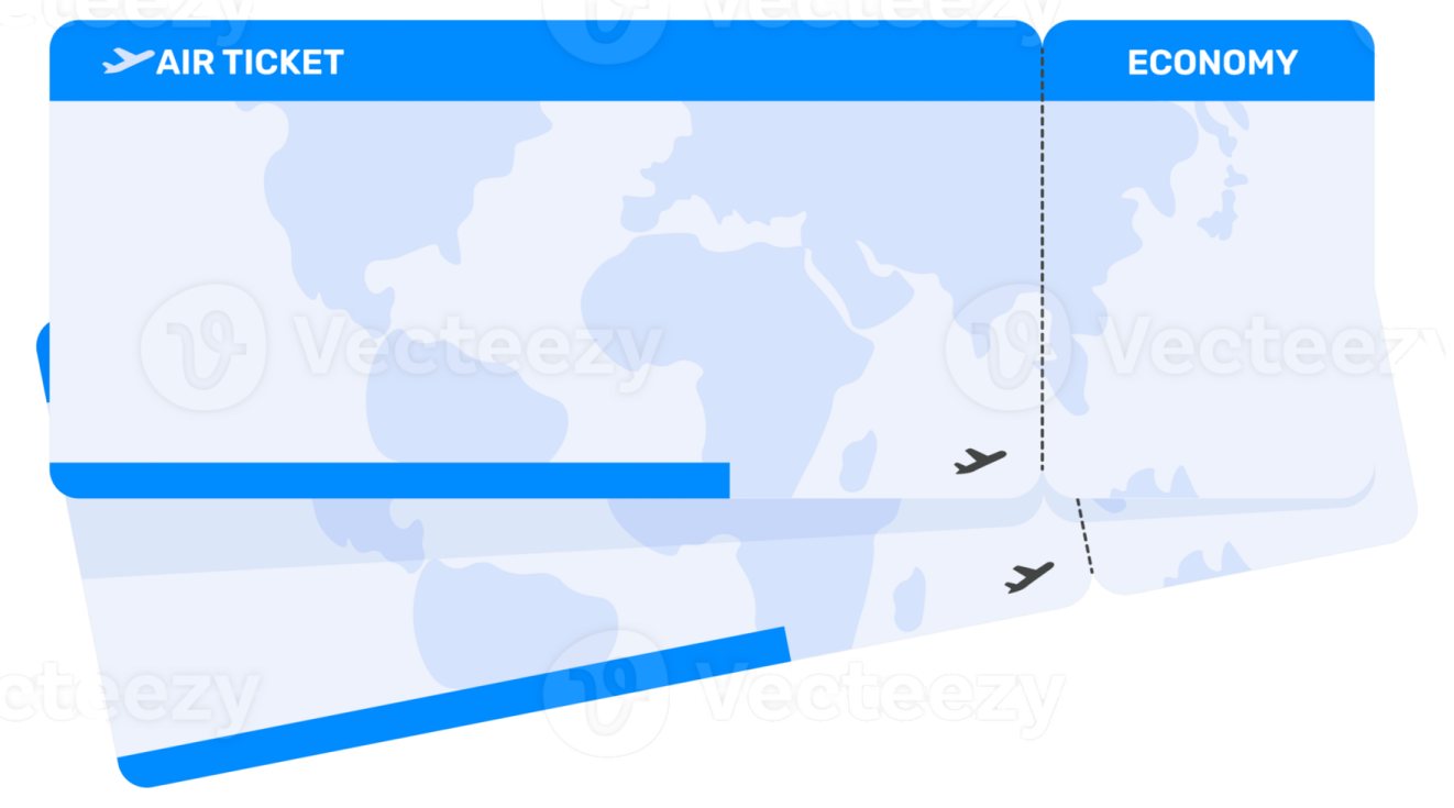 an airplane ticket is shown in blue and white