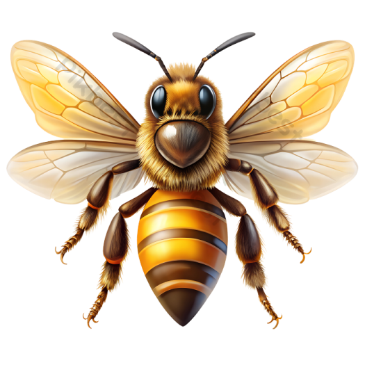 a bee on a white background
