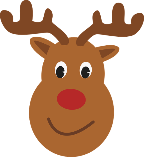a reindeer head with a red nose
