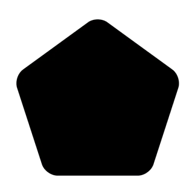 a black and white icon of a hexagon