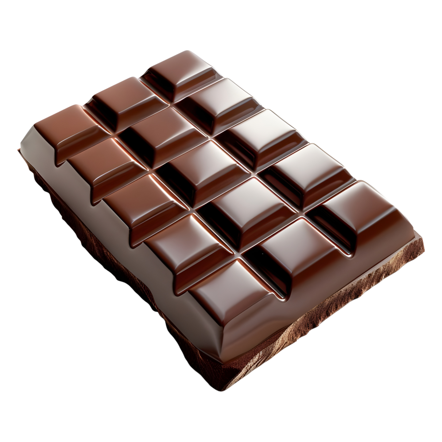 a piece of chocolate on a white background