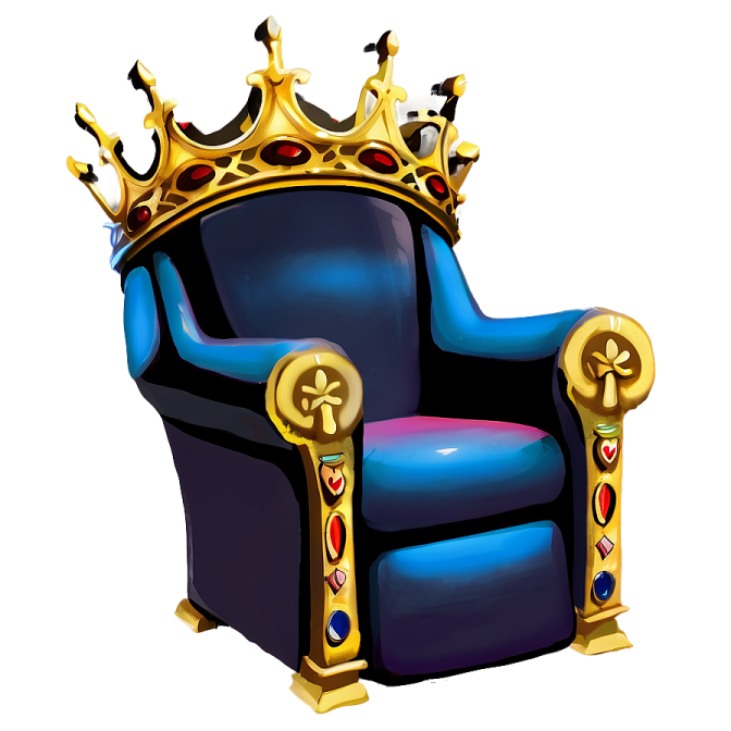 a chair with a crown on top of it